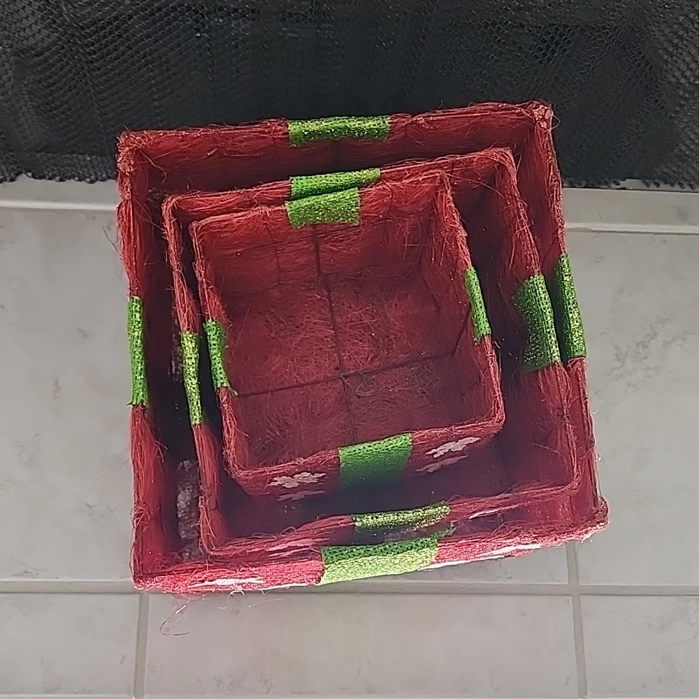🎄 PIER 1 SISAL CHRISTMAS NESTING BOXES 🎄